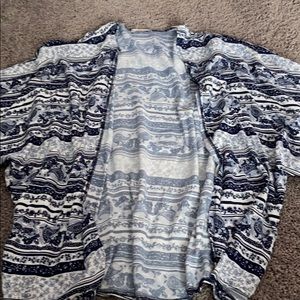 Blue and white designed cardigan
